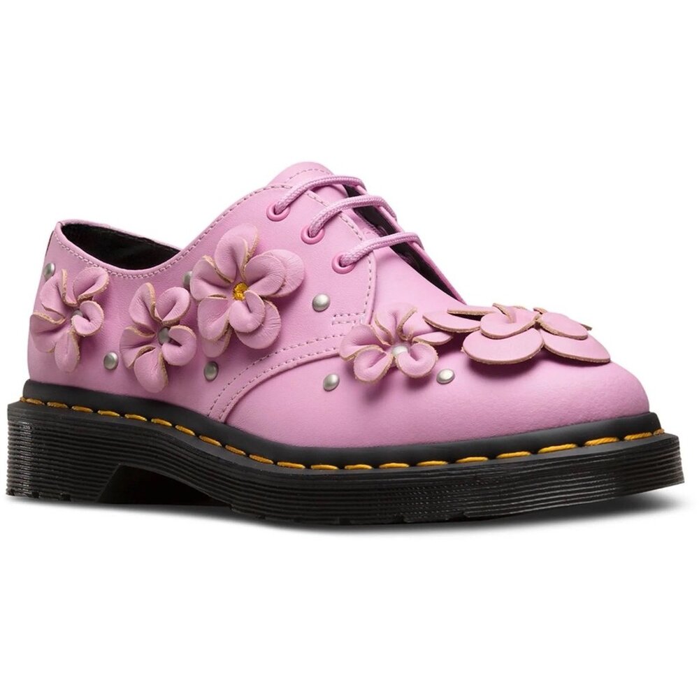 Dr Martens 1461 3D Flower Floral Pink Leather Studded Rare Shoes Size US 6 Eu 37